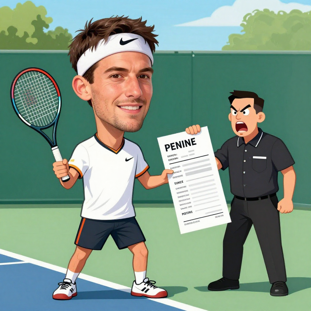 Tennis player thinking about tax returns
